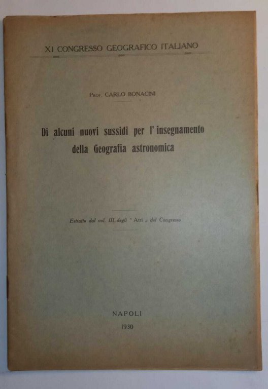 Di alcuni nuovi sussidi per l'insegnamento della Geografia astronomica
