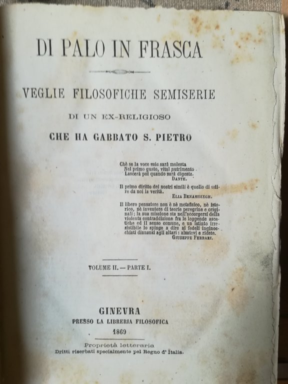 Di palo in frasca. Veglie filosofiche semiserie di un ex-religioso …