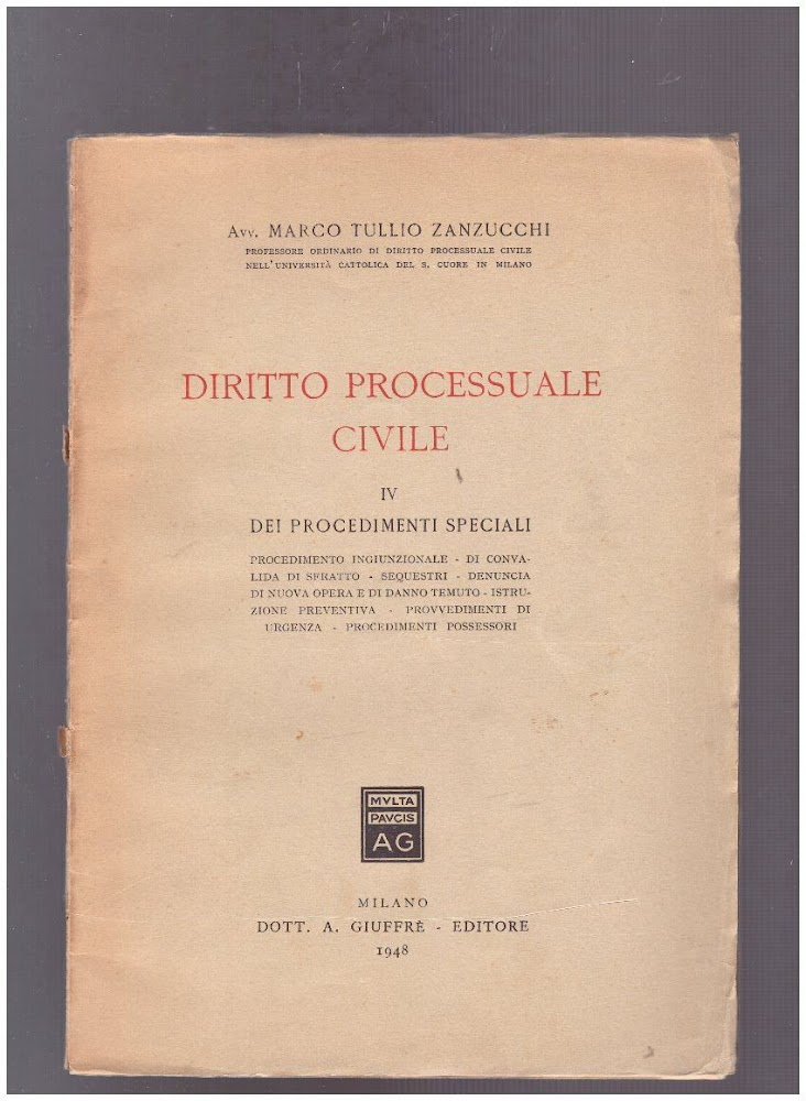 Diritto processuale civile IV Dei Procedimenti Speciali
