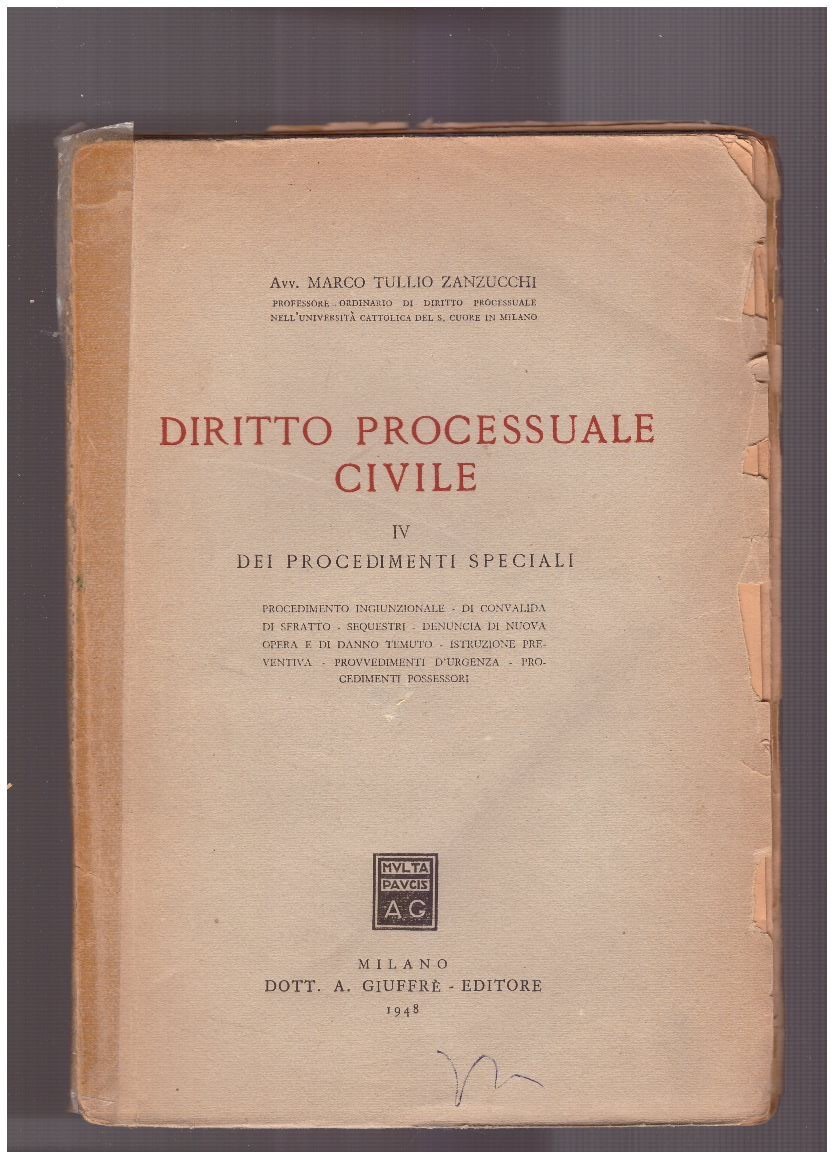 Diritto processuale civile IV Dei Procedimenti Speciali | Immagine principale