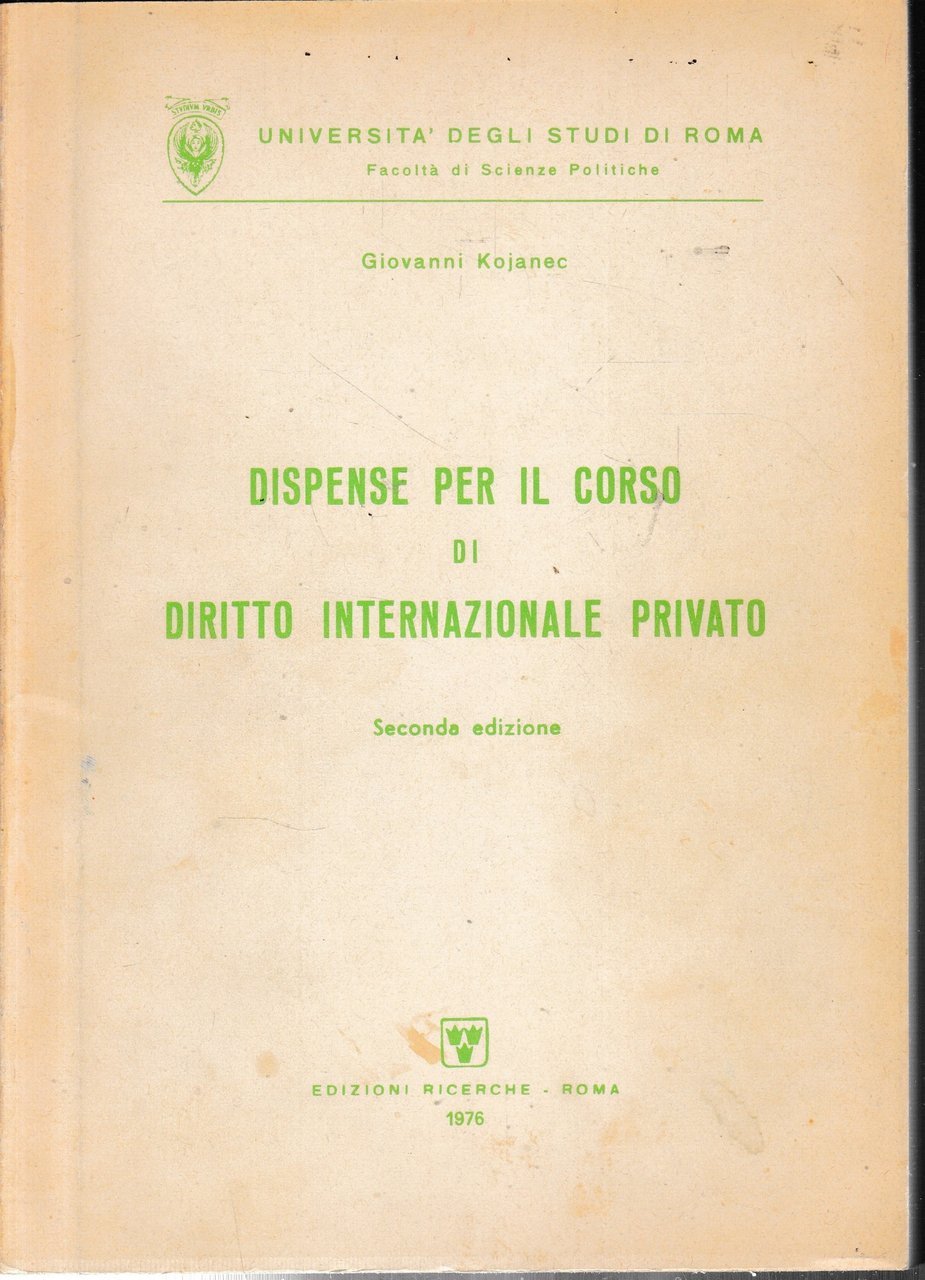 Dispense per il corso di diritto internazionale privato.
