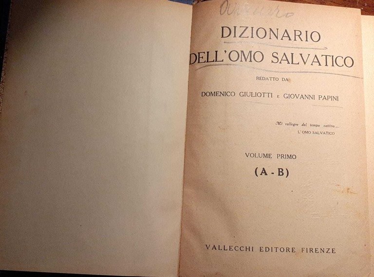 Dizionario Dell'Omo Salvatico. Volume primo (A-B) | Immagine Gallery 2