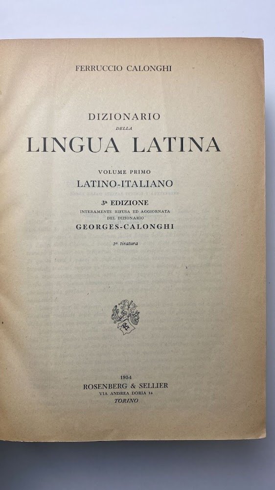 Dizionario della lingua latina. Vol. 1 Latino-Italino | Immagine principale