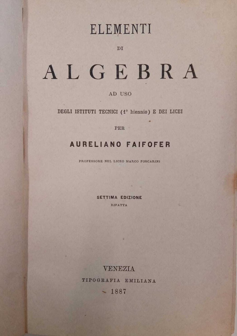 Elementi di algebra ad uso degli istituti tecnici e dei … | Immagine principale