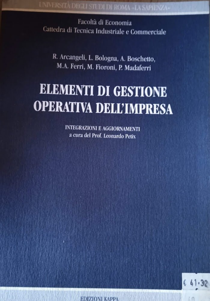 Elementi di gestione operativa dell'impresa