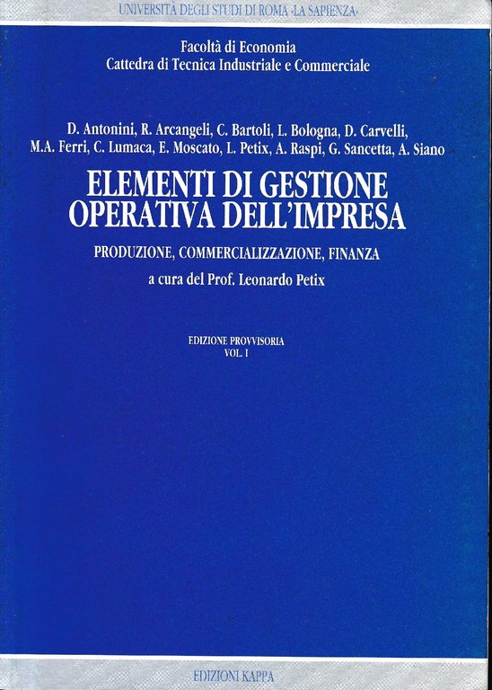 Elementi di gestione operativa dell'impresa vol. 1