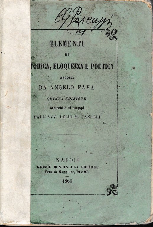 Elementi di rettorica, eloquenza e poetica