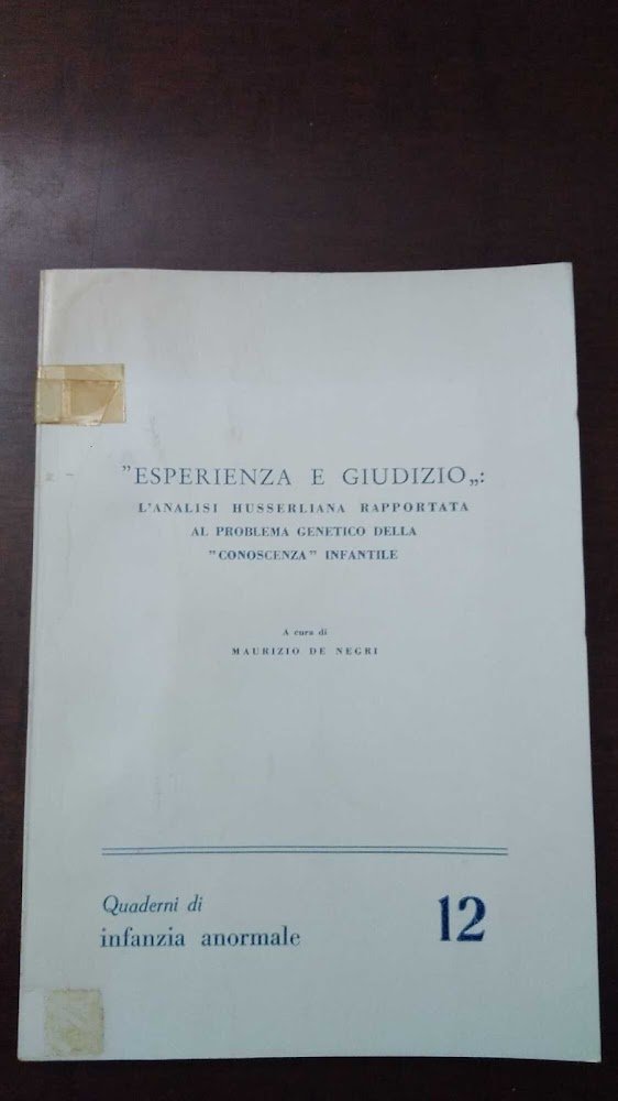 "Esperienza e Giudizio": L'analisi Husserliana rapportata al problema genetico della … | Immagine principale