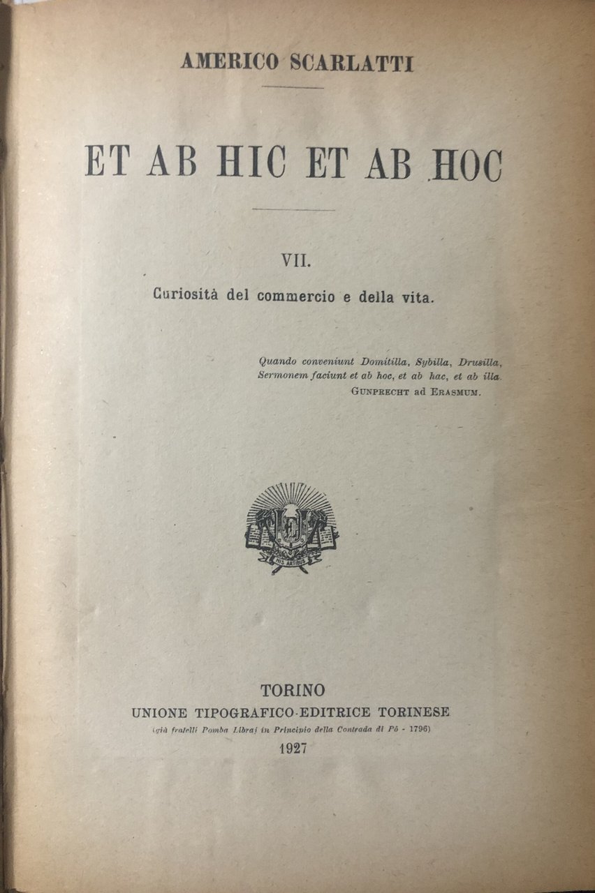 Et ab hic et ab hoc. Volume VII: curiosità del … | Immagine principale