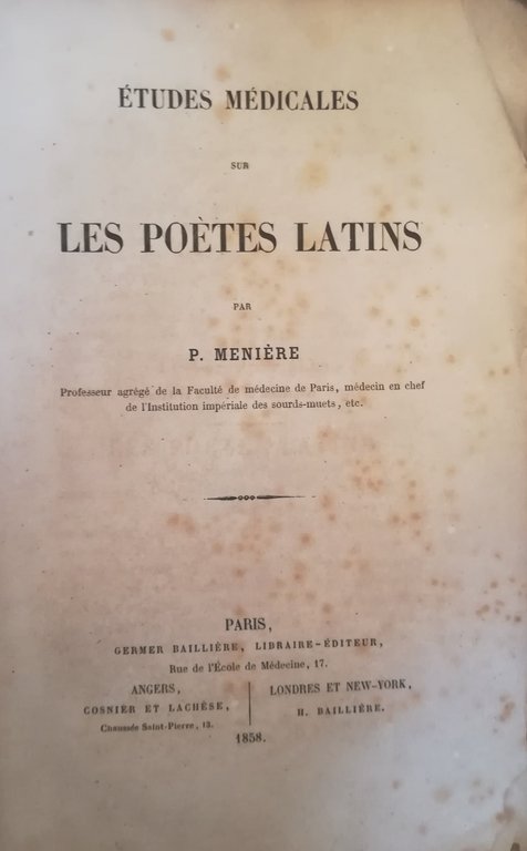 Etudes Médicales sur les Poetes Latins