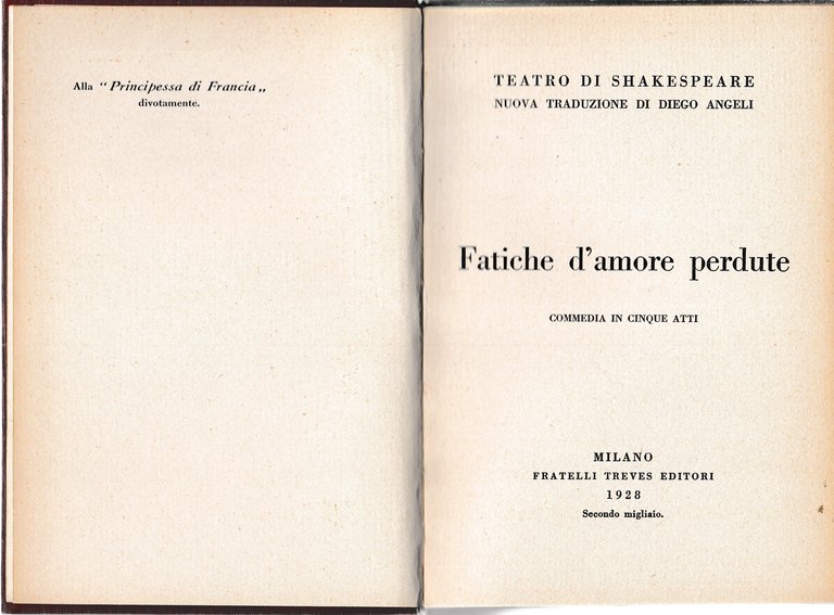 Fatiche d'amore perdute. Tragedia in cinque atti. Teatro di Shakespeare … | Immagine Gallery 2