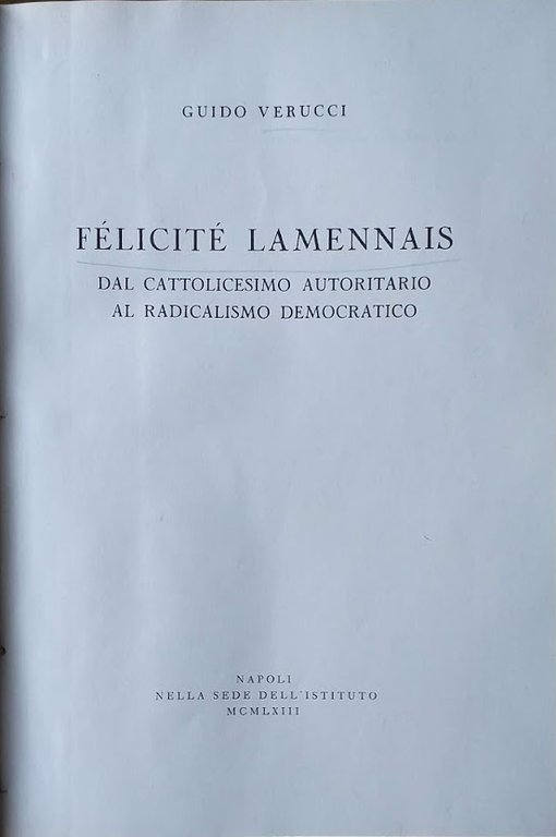 Félicité Laminnais, dal cattolicesimo autoritario al radicalismo democratico