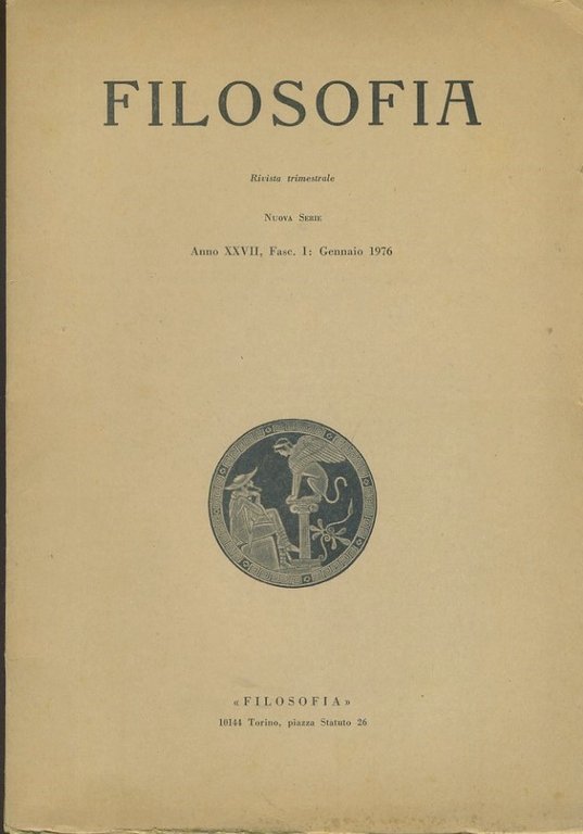 Filosofia. Rivista trimestrale. Anno XXVII. Fasc.I. Gennaio 1976 | Immagine Gallery 2