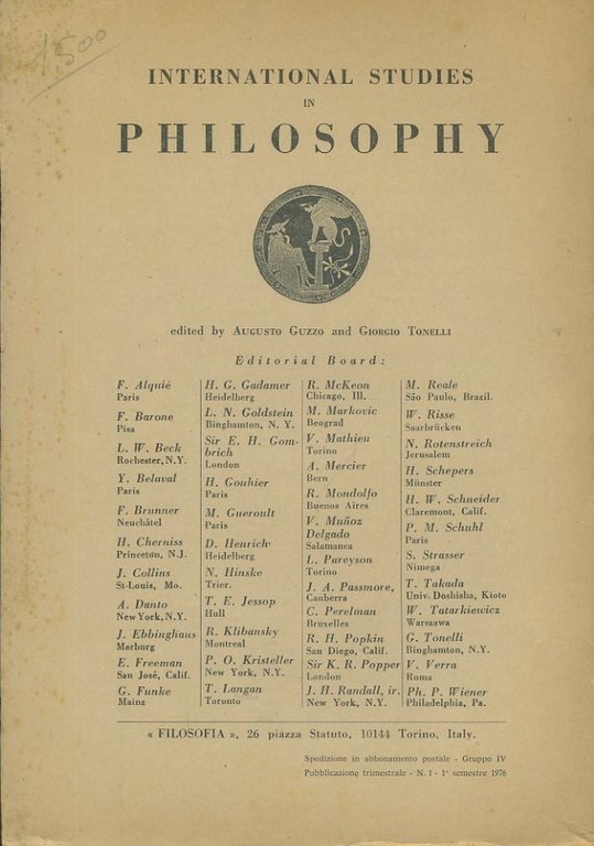 Filosofia. Rivista trimestrale. Anno XXVII. Fasc.I. Gennaio 1976 | Immagine Gallery 4
