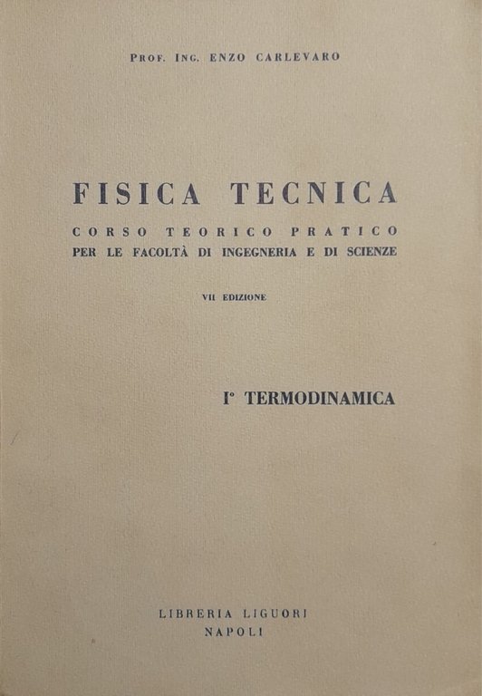 Fisica tecnica. I^ termodinamica