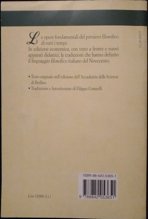 Fondazione della metafisica dei costumi. Testo tedesco a fronte