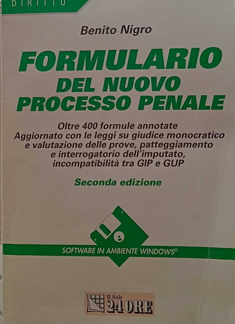 Formulario del nuovo processo penale. Con floppy disk. | Immagine principale