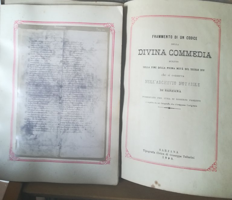 Frammento di un codice della Divina Commedia scritto sulla fine …