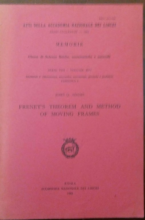 FRENET'S THEOREM AND METHOD OF MOVING FRAMES