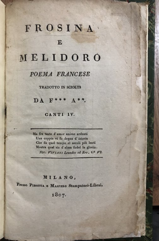 Frosina e Melidoro Canti IV
