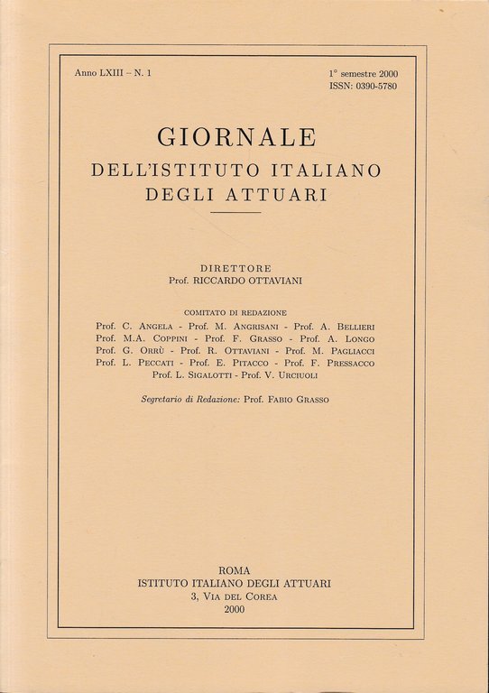 Giornale dell'Istituto Italiano degli Attuari. Anno LXIII - n.1, 1^ … | Immagine Gallery 3