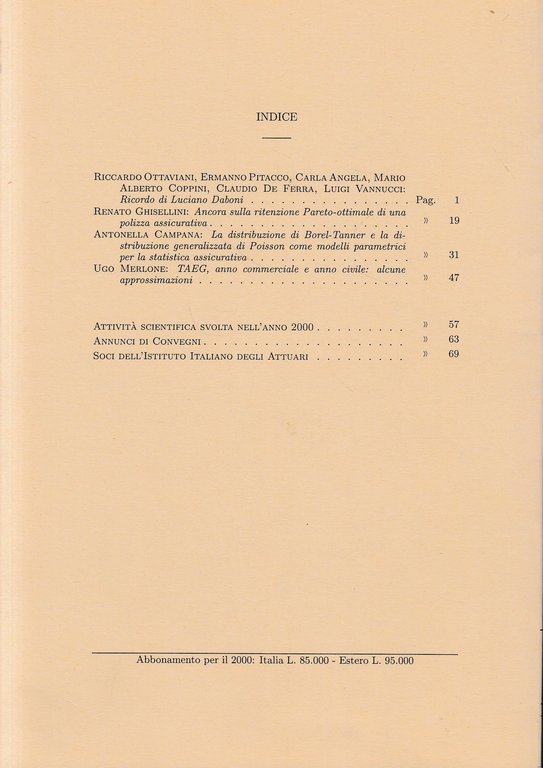 Giornale dell'Istituto Italiano degli Attuari. Anno LXIII - n.1, 1^ … | Immagine Gallery 4