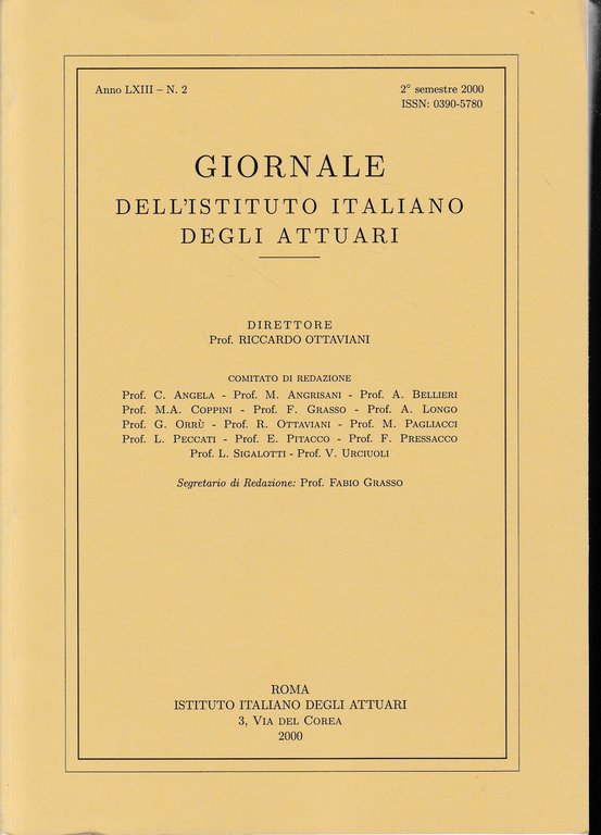 Giornale dell'Istituto Italiano degli Attuari. Anno LXIII - n. 2, … | Immagine Gallery 3
