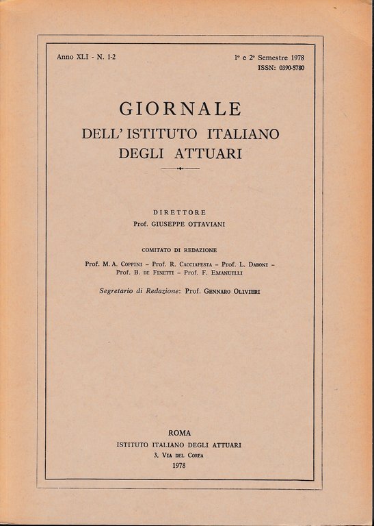 Giornale dell'Istituto Italiano degli Attuari. Anno XLI - n. 1-2, … | Immagine Gallery 3