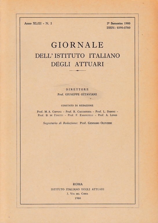 Giornale dell'Istituto Italiano degli Attuari. Anno XLIII - n. 2, … | Immagine Gallery 3