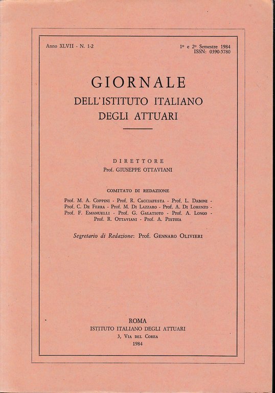 Giornale dell'Istituto Italiano degli Attuari. Anno XLVII - n. 1-2, … | Immagine Gallery 3