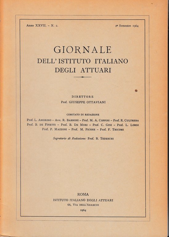 Giornale dell'Istituto Italiano degli Attuari. Anno XXVII - n. 2, … | Immagine Gallery 3