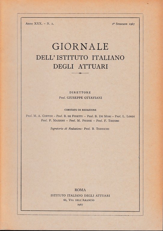 Giornale dell'Istituto Italiano degli Attuari. Anno XXX - n. 2, … | Immagine Gallery 3