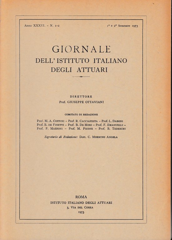 Giornale dell'Istituto Italiano degli Attuari. Anno XXXVI - n. 1-2, … | Immagine Gallery 3