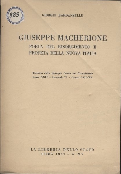 GIUSEPPE MACHERIONE POETA DEL RISORGIMENTO E PROFETA DELLA NUOVA ITALIA | Immagine Gallery 2
