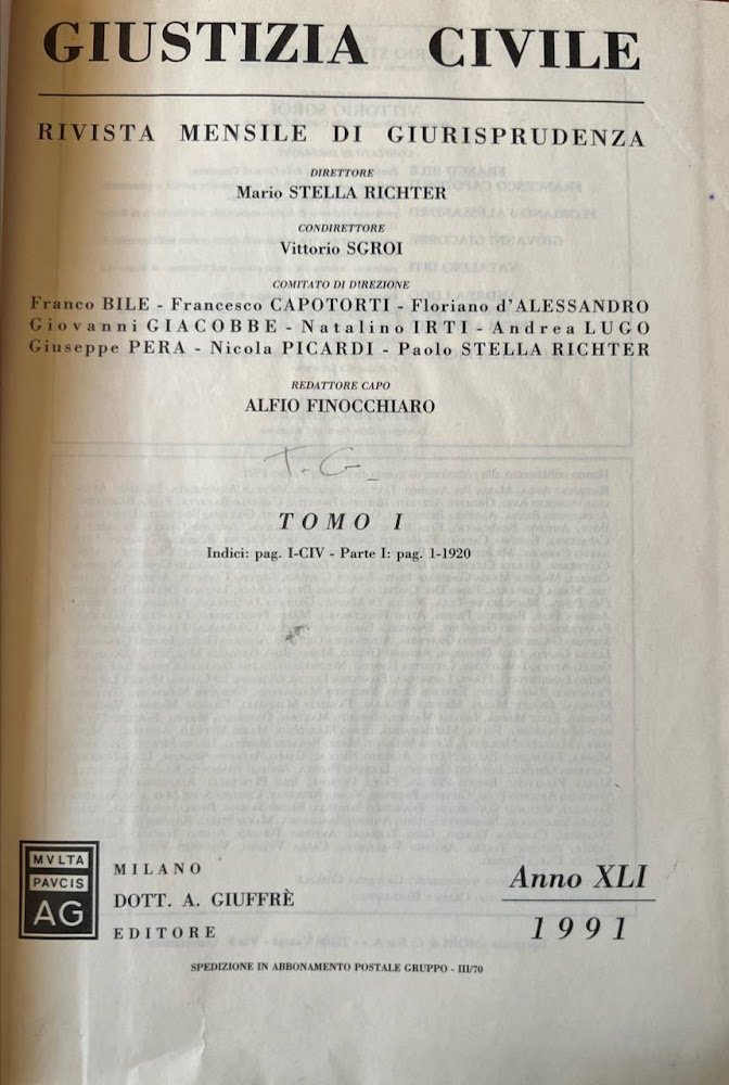 Giustizia civile. Tomo I