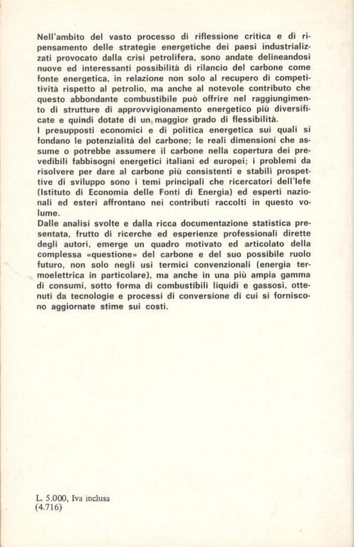 Il carbone. Possibilità di sviluppo di un' alternativa energetica al …
