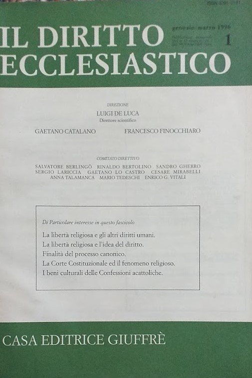 Il Diritto Ecclesiastico. N. 1: gennaio-marzo 1996