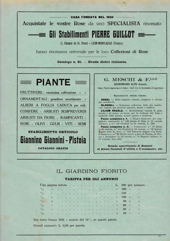 Il giardino fiorito n. 8 Settembre 1931
