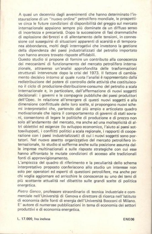 Il mercato petrolifero internazionale. Nuovi soggetti e nuove regole del …