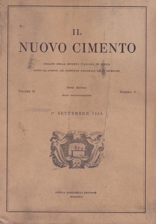 Il Nuovo Cimento. Vol. II. N. 3-4-5. 1-9-1955. 1-10-1955. 1-11-1955. | Immagine Gallery 2