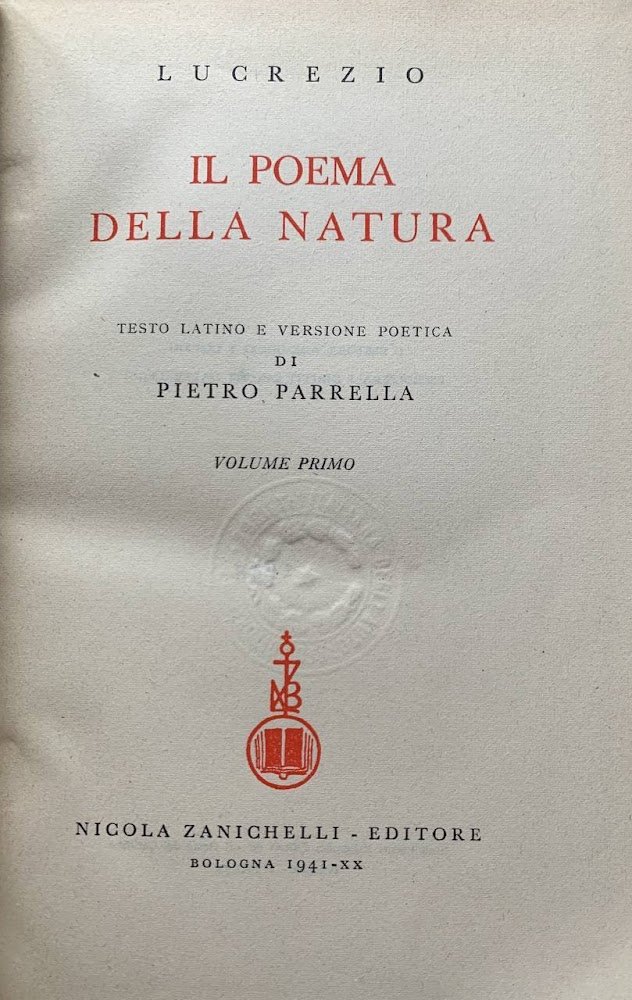 Il poema della natura. Volume primo | Immagine principale