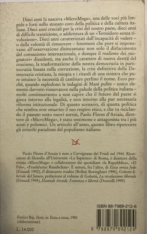 Il populismo italiano da Craxi a Berlusconi