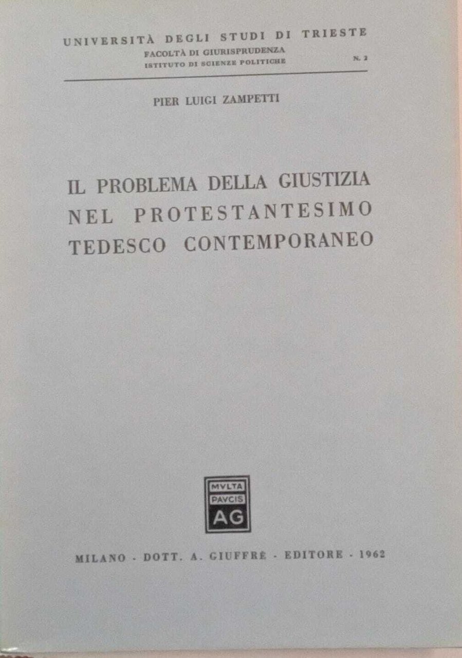 Il problema della giustizia nel protestantesimo tedesco contemporaneo