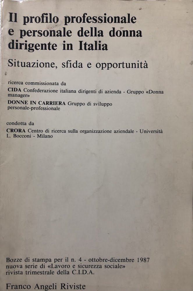Il profilo professionale e personale della donna dirigente in Italia. …