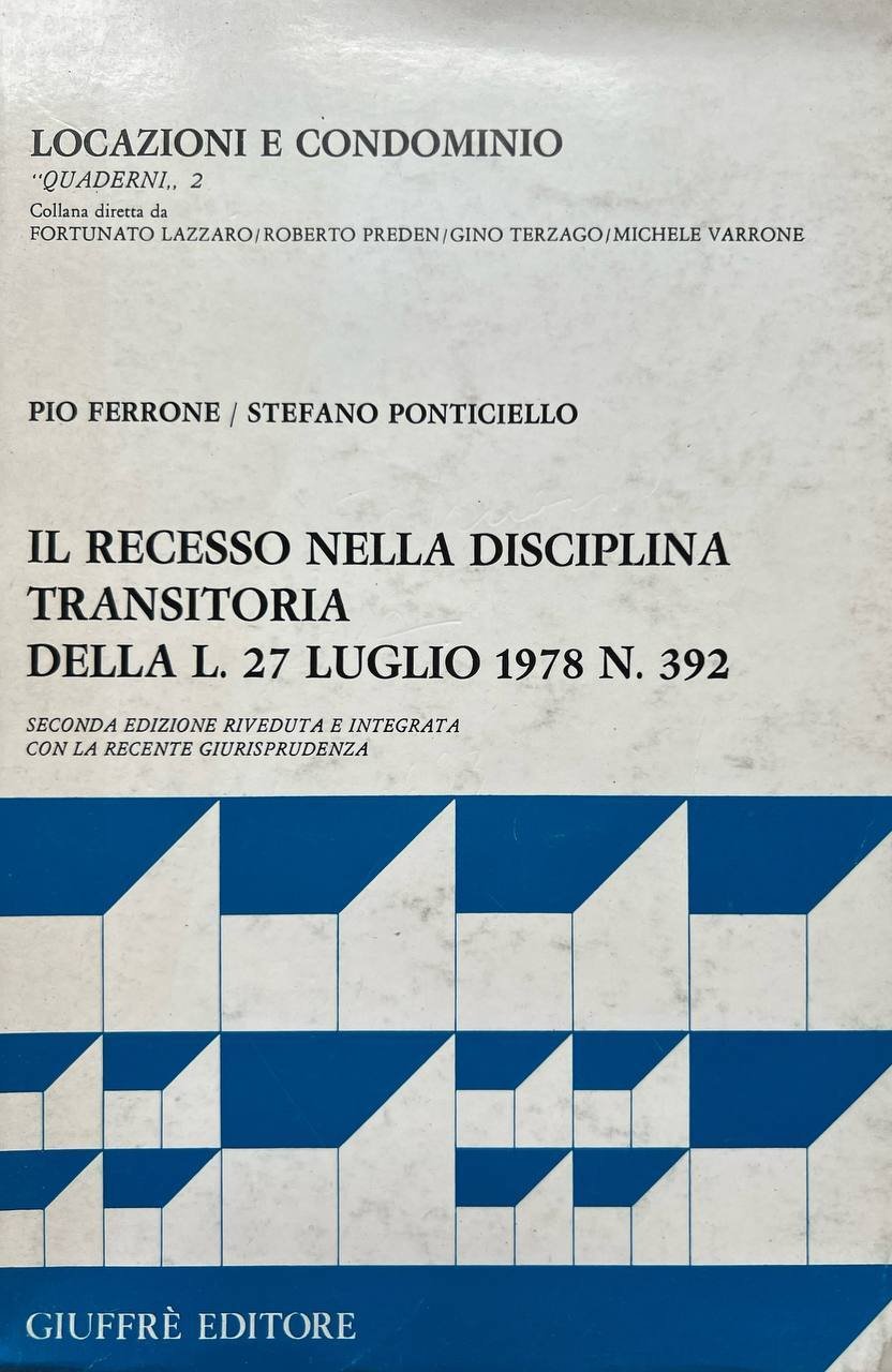 Il recesso nella disciplina transitoria della l. 27 luglio 1978 … | Immagine principale