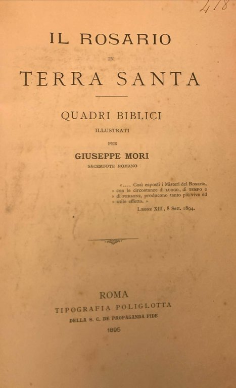 Il rosario in Terra Santa. Quadri biblici