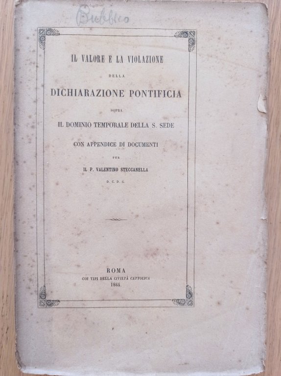 Il valore e la violazione della Dichiarazione Pontificia sopra il …