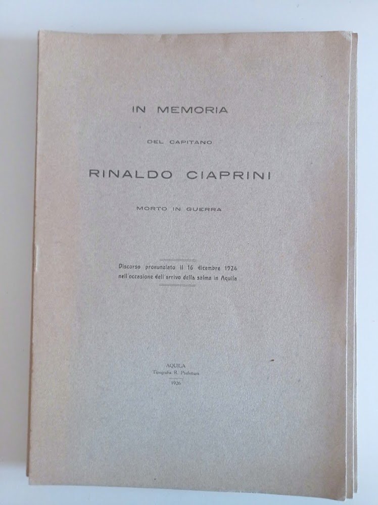 In memoria del Capitano Rinaldo Ciaprini morto in guerra