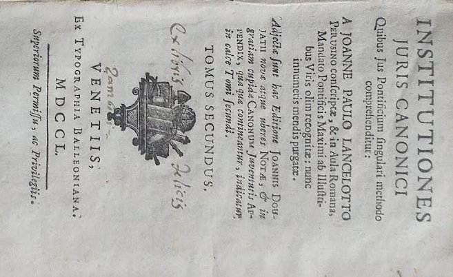 Institutiones Juris Canonicis. Tomus Secundus, lebri tertius et quartuus