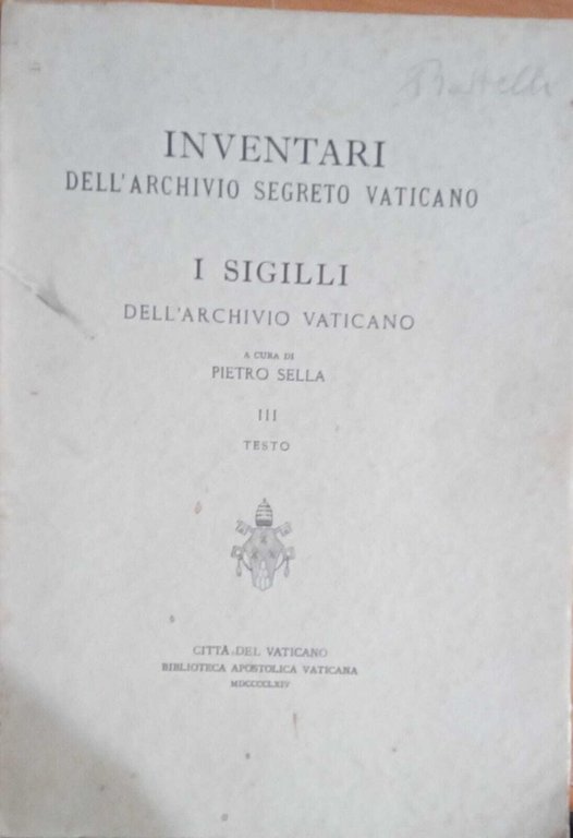 Inventari dell'archivio segreto vaticano (III testo)